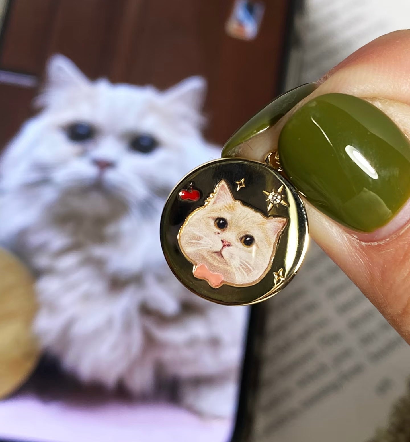 18K Gold Pet Enamel Pendant