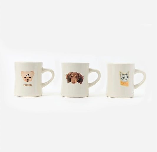 Pet Portrait Cream Ceramic Mug